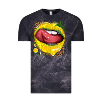 Cloud Black lemon lips with leopard Vintage Tee - texasbilliewilder