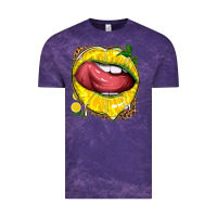Cloud Purple lemon lips with leopard Vintage Tee - texasbilliewilder
