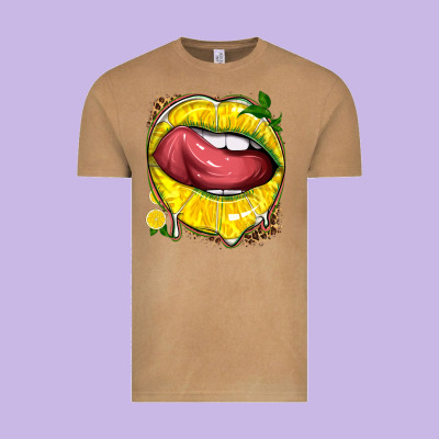 Lemon Lips With Leopard Vintage Tee Designed By Texasbilliewilder