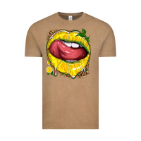 Vintage Coffee lemon lips with leopard Vintage Tee - texasbilliewilder