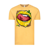 Vintage Mustard lemon lips with leopard Vintage Tee - texasbilliewilder