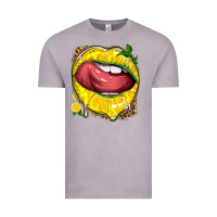 Vintage Zinc lemon lips with leopard Vintage Tee - texasbilliewilder