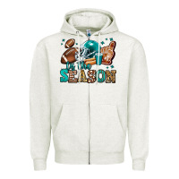 Oatmeal Heather tis the season american football Zipper Hoodie - Jasminsmagicworld