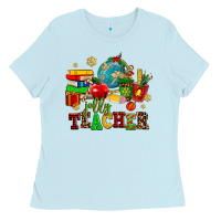 Baby Blue christmas jolly teachers Ladies Tee - AdoDesignShop