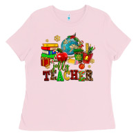Bubblegum Pink christmas jolly teachers Ladies Tee - AdoDesignShop