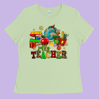 Christmas Jolly Teachers Ladies Tee Designed By Adodesignshop