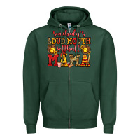 Sports Green somebody's loud mouth softball mama Zipper Hoodie - Jasminsmagicworld