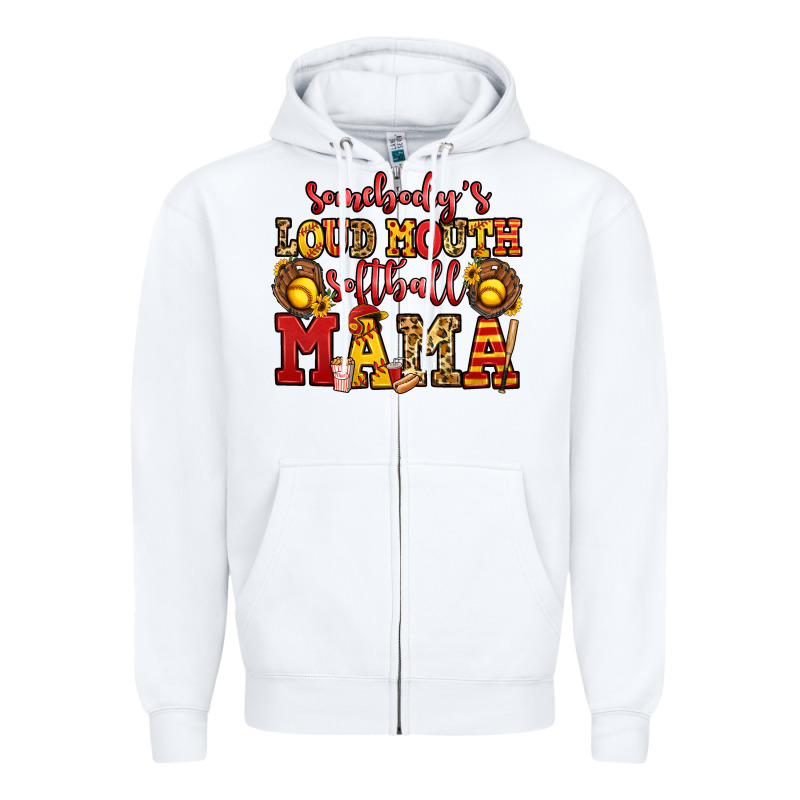 Somebody's Loud Mouth Softball Mama Zipper Hoodie by Jasminsmagicworld | Teevron