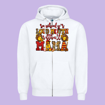 Somebody's Loud Mouth Softball Mama Zipper Hoodie Designed By Jasminsmagicworld
