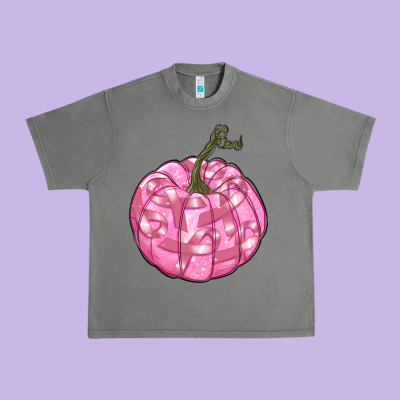 Pink Pumpkin With Breast Cancer Ribbons Urban Heavy Tee Designed By Ranaportraitstore