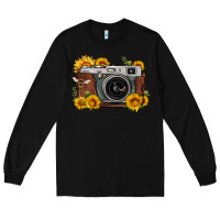 Black sunflower bee vintage camera Long Sleeve Tee - FaDigitalArtStudio