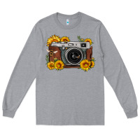 Heather Grey sunflower bee vintage camera Long Sleeve Tee - FaDigitalArtStudio