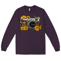 Plum sunflower bee vintage camera Long Sleeve Tee - FaDigitalArtStudio