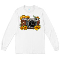 White sunflower bee vintage camera Long Sleeve Tee - FaDigitalArtStudio