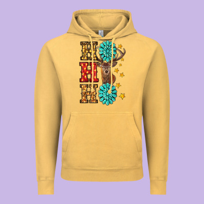 Vintage Hoodie Gemstone And Reindeer Christmas Ho Ho Ho