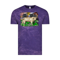 Cloud Purple charolais bull black angus cattle and bull with barnyard and cowhide Vintage Tee - RanaPortraitStore