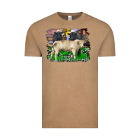 Vintage Coffee charolais bull black angus cattle and bull with barnyard and cowhide Vintage Tee - RanaPortraitStore
