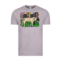 Vintage Zinc charolais bull black angus cattle and bull with barnyard and cowhide Vintage Tee - RanaPortraitStore