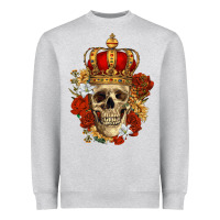 Heather Grey Skull King Heavyweight Sweatshirt - RanaPortraitStore