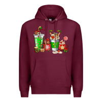Burgundy Elf coffee cups Premium Hoodie - NancyCooperArtShop