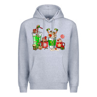 Heather Grey Elf coffee cups Premium Hoodie - NancyCooperArtShop