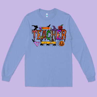 Teacher Halloween Long Sleeve Tee Designed By Racoondesign