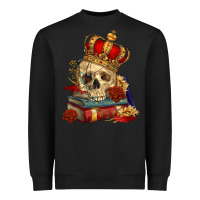 Black Skull With Crown Heavyweight Sweatshirt - RanaPortraitStore