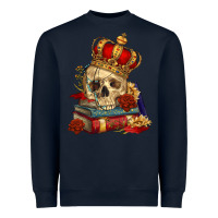 Navy Skull With Crown Heavyweight Sweatshirt - RanaPortraitStore