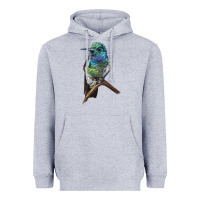 Heather Grey Ruby Throcuted Hummingbird Heavyweight Hoodie - LillyAllenDesigns