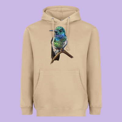 Ruby Throcuted Hummingbird Heavyweight Hoodie Designed By Lillyallendesigns