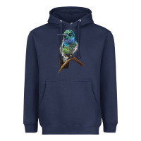 Navy Ruby Throcuted Hummingbird Heavyweight Hoodie - LillyAllenDesigns
