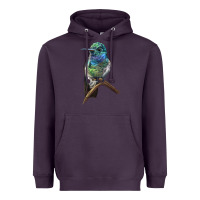 Plum Ruby Throcuted Hummingbird Heavyweight Hoodie - LillyAllenDesigns
