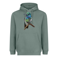 Sage Ruby Throcuted Hummingbird Heavyweight Hoodie - LillyAllenDesigns