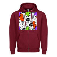 Burgundy boo ghosts seamless pattern Zipper Hoodie - BundleAndBundleShop