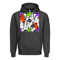 Charcoal Heather boo ghosts seamless pattern Zipper Hoodie - BundleAndBundleShop