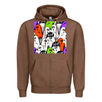 Chestnut boo ghosts seamless pattern Zipper Hoodie - BundleAndBundleShop