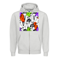 Dove Grey boo ghosts seamless pattern Zipper Hoodie - BundleAndBundleShop