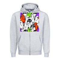 Heather Grey boo ghosts seamless pattern Zipper Hoodie - BundleAndBundleShop