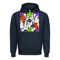 Navy boo ghosts seamless pattern Zipper Hoodie - BundleAndBundleShop