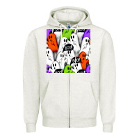 Oatmeal Heather boo ghosts seamless pattern Zipper Hoodie - BundleAndBundleShop