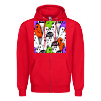 Red boo ghosts seamless pattern Zipper Hoodie - BundleAndBundleShop