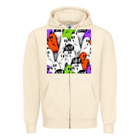 Sandshell boo ghosts seamless pattern Zipper Hoodie - BundleAndBundleShop
