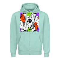 Seafoam boo ghosts seamless pattern Zipper Hoodie - BundleAndBundleShop