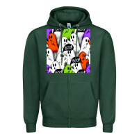 Sports Green boo ghosts seamless pattern Zipper Hoodie - BundleAndBundleShop