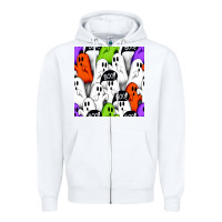 White boo ghosts seamless pattern Zipper Hoodie - BundleAndBundleShop