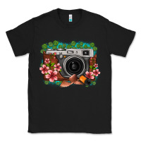 Black floral lotus leaf film roll vintage camera Classic Tee - FaDigitalArtStudio