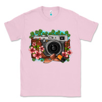Bubblegum Pink floral lotus leaf film roll vintage camera Classic Tee - FaDigitalArtStudio