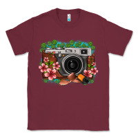 Burgundy floral lotus leaf film roll vintage camera Classic Tee - FaDigitalArtStudio