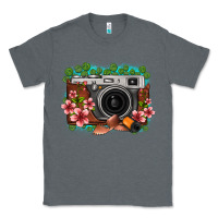Charcoal Heather floral lotus leaf film roll vintage camera Classic Tee - FaDigitalArtStudio