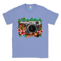 Colony Blue floral lotus leaf film roll vintage camera Classic Tee - FaDigitalArtStudio